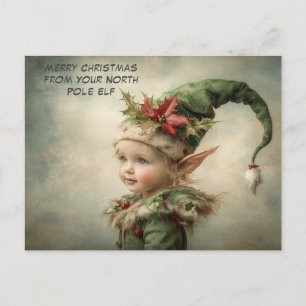 Merry Christmas from Your North Pole Elf   Cute Holiday Postcard