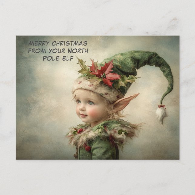 Merry Christmas from Your North Pole Elf | Cute Holiday Postcard (Front)