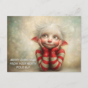 Merry Christmas from Your North Pole Elf   Cute Holiday Postcard