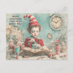 Merry Christmas from Your North Pole Elf   Cute Holiday Postcard
