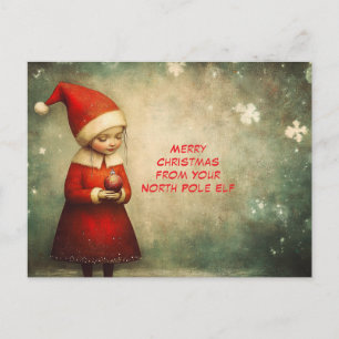 Merry Christmas from Your North Pole Elf   Cute Holiday Postcard