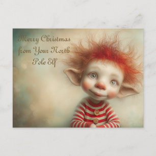 Merry Christmas from Your North Pole Elf   Cute Holiday Postcard