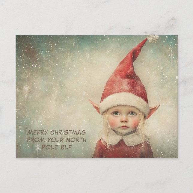 Merry Christmas from Your North Pole Elf | Cute Holiday Postcard (Front)