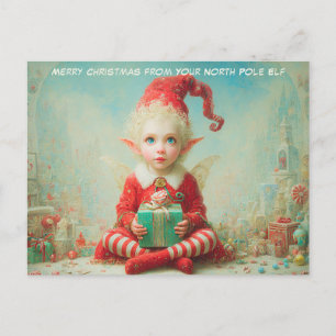 Merry Christmas from Your North Pole Elf   Cute Holiday Postcard