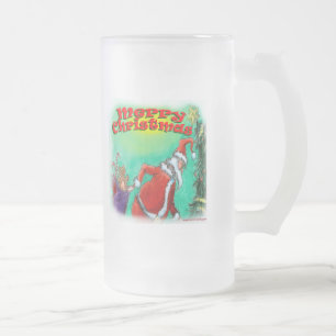 Merry Christmas Frosted Glass Beer Mug