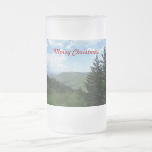 Merry Christmas Frosted Glass Beer Mug
