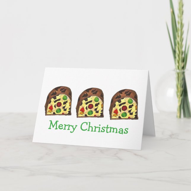 Merry Christmas Fruit Cake Fruitcake Slice Holiday (Front)