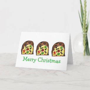 Merry Christmas Fruit Cake Fruitcake Slice Holiday Card