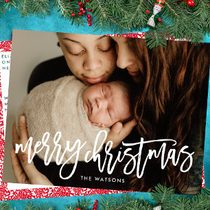 Merry Christmas Full Bleed Photo Holiday Postcard