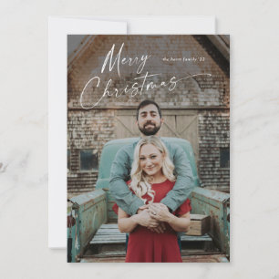 Merry Christmas full bleed portrait photo holiday  Card