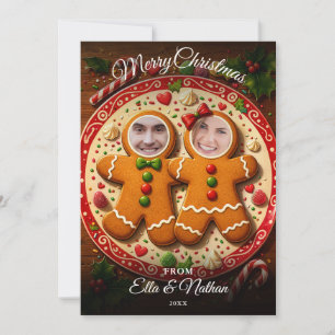 Merry Christmas Fun 2 Photo Gingerbread Holiday Card
