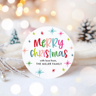 Merry Christmas Fun And Festive Colourful Holiday Classic Round Sticker
