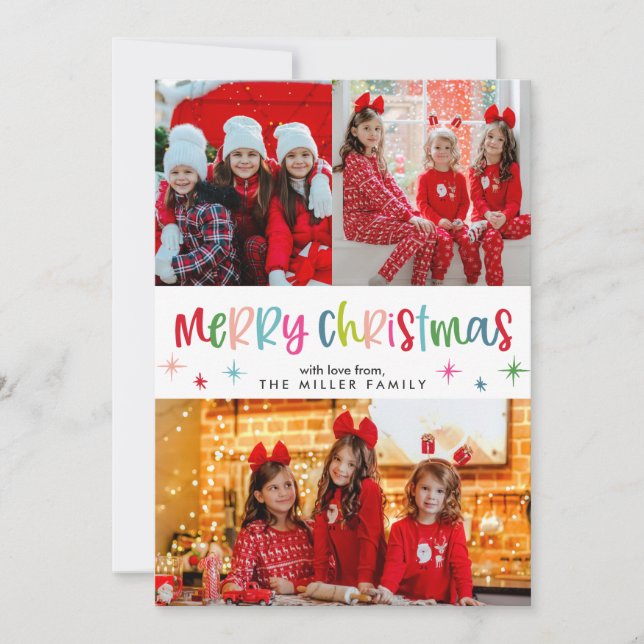 Merry Christmas Fun And Festive Colourful Photo Holiday Card (Front)