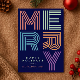 Merry Christmas Fun Bold Colourful Typography Holiday Card