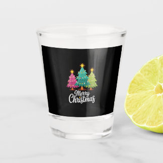 Merry Christmas Fun Colourful Christmas Tree Desig Shot Glass