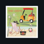 Merry Christmas Fun Golf Beach Flamingo Napkin<br><div class="desc">Doesn't this tell a great story -- and a fun napkin for the holidays for family,  friends or a really great gift idea.  Name and Monogram -- the whole scene just spells out good cheer!</div>
