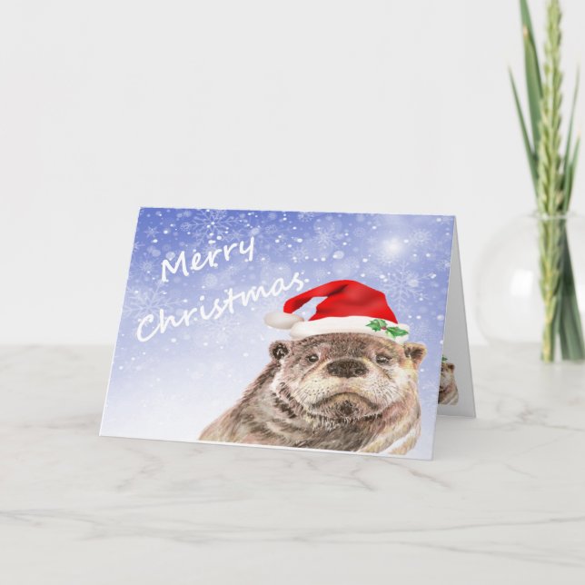 Merry Christmas Fun Otter Card (Front)