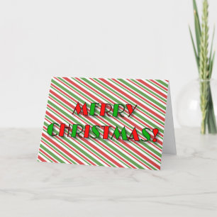 "MERRY CHRISTMAS!" + Fun Red and Green Stripes Holiday Card