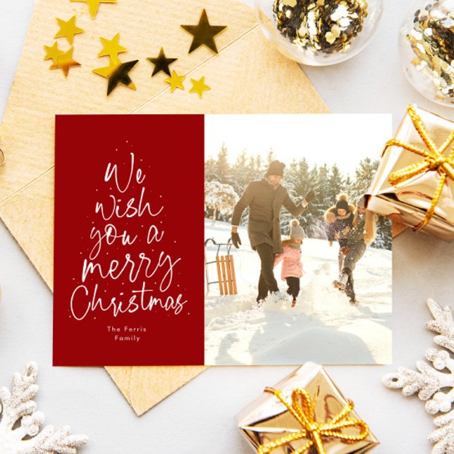 Merry Christmas fun red family photo Holiday Card (Creator Uploaded)