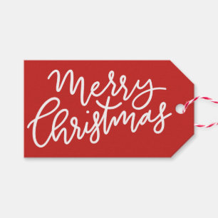 Merry Christmas fun red handlettered Gift Tags