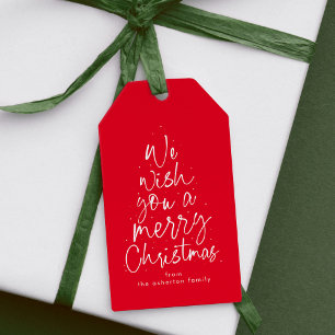 Merry Christmas fun red personalised holiday Gift Tags