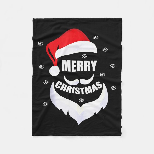 Merry Christmas -fun Santa Claus Father Xmas Boy G Fleece Blanket (Front)