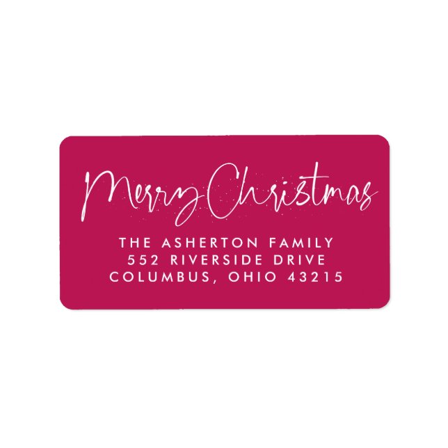 Merry Christmas fun script pink return address Label (Front)