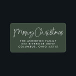 Merry Christmas fun script simple holiday address Label<br><div class="desc">Send coordinating Christmas cheer with this simple and fun holiday return address label. Designed to coordinate with the "We wish you a Merry Christmas" collection, this Christmas return address label features fun typography on a festive green background. Make your Christmas card really pop this year in the stack of mail...</div>