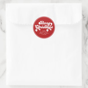 Merry Christmas Fun Simple Retro Typography Modern Classic Round Sticker