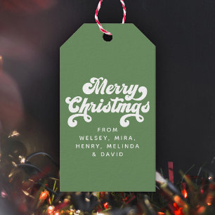 Merry Christmas Fun Simple Retro Typography Modern Gift Tags