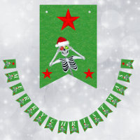 Merry Christmas Fun Skeleton Red Stars Green
