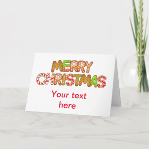 Merry Christmas Fun Text Words Custom Text Card