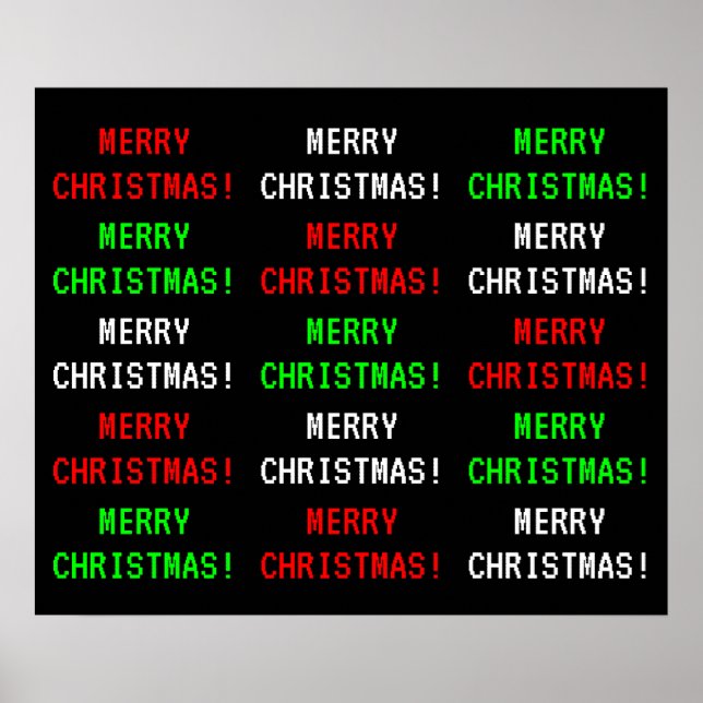"MERRY CHRISTMAS!": Fun, Vintage Video Game Look Poster (Front)