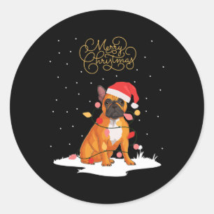 Merry Christmas Fun Xmas Christmas French Bulldog  Classic Round Sticker