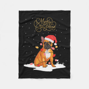 Merry Christmas Fun Xmas Christmas French Bulldog  Fleece Blanket