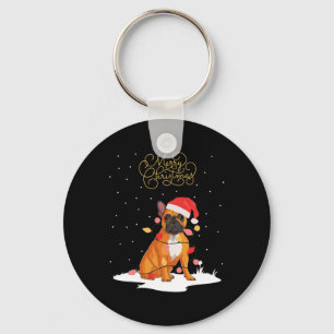Merry Christmas Fun Xmas Christmas French Bulldog Key Ring