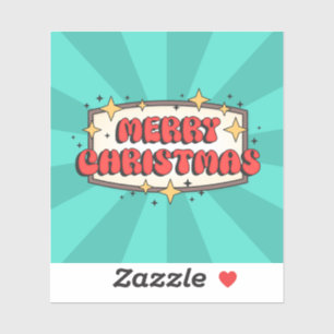 Merry christmas funky text, groovy retro cartoon