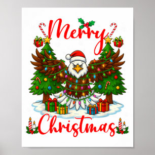 Merry Christmas Funny Bald Eagle Lover Xmas Lights Poster