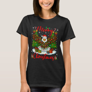 Merry Christmas Funny Bald Eagle Lover Xmas Lights T-Shirt
