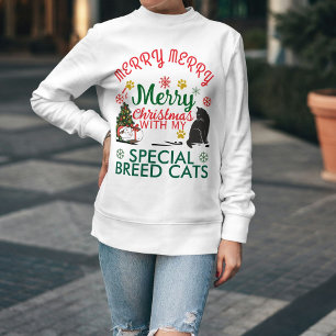 Merry Christmas Funny Cat Holiday Personalised Pet Sweatshirt