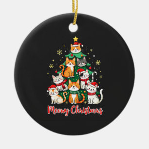 Merry Christmas Funny Catmas Kitten Xmas Tree  Ceramic Tree Decoration