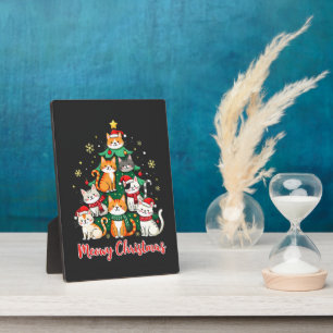 Merry Christmas Funny Catmas Kitten Xmas Tree  Plaque