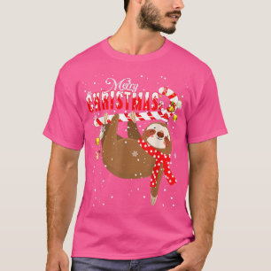 Merry Christmas Funny Christmas Lazy Santa Sloth C T-Shirt
