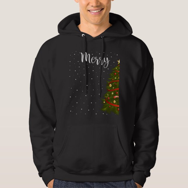 Merry Christmas Funny Christmas Tree Couples Match Hoodie (Front)