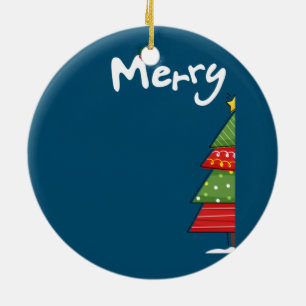 Merry Christmas Funny Couples Matching Ceramic Tree Decoration