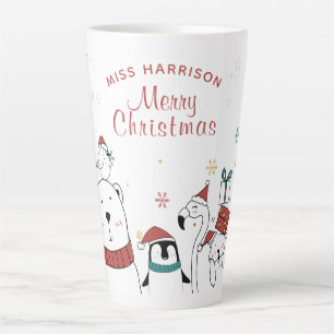 Merry Christmas Funny Cute Animals Personalised Latte Mug