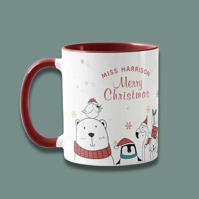 Merry Christmas Funny Cute Animals Personalised Mug (Creator Uploaded)