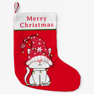 Merry Christmas Funny Cute Christmas Cat Small Christmas Stocking