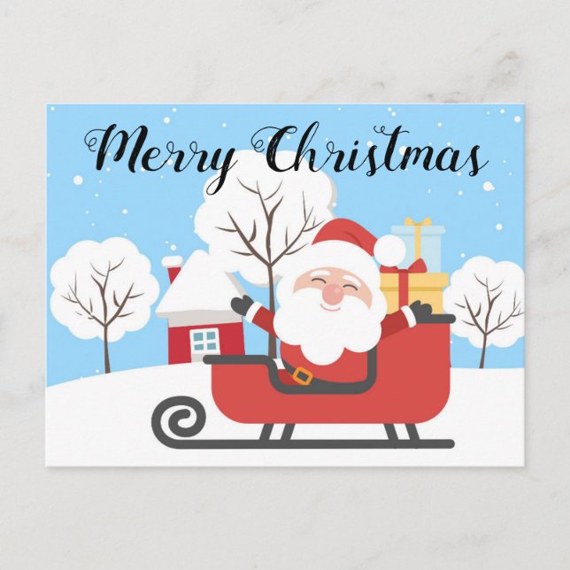 Merry christmas ,funny cute santa holiday postcard (Front)