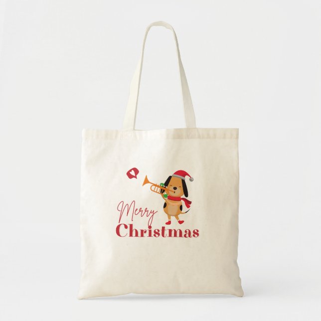 Merry Christmas funny dog  Tote Bag (Front)
